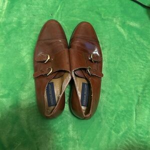 Brown Leather Double Monk Strap Shoes
